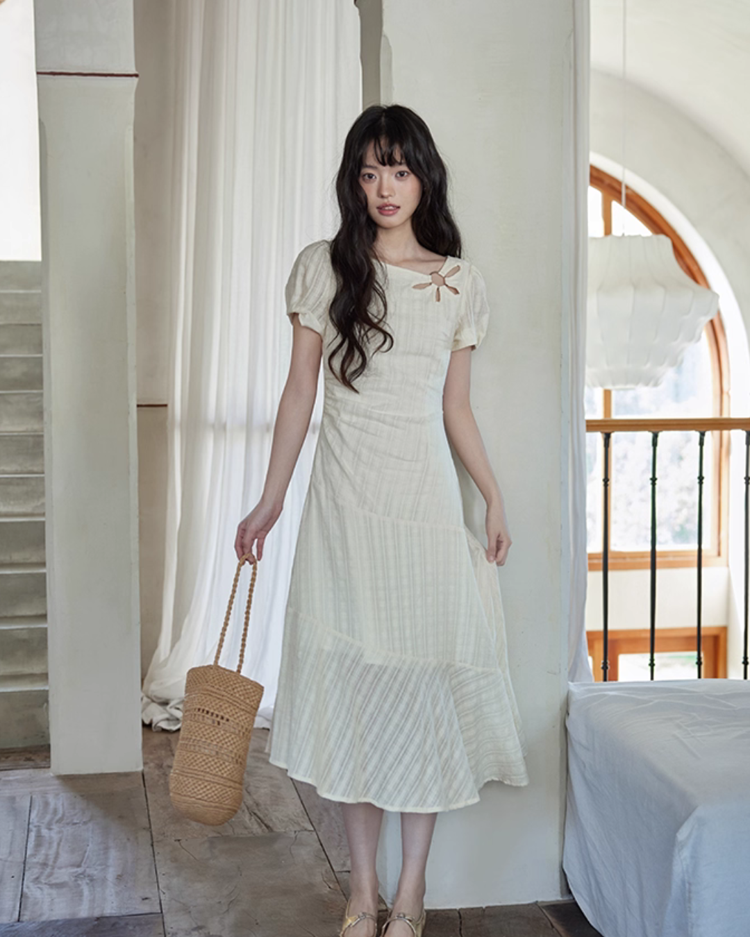 Cotton Apricot Long Dress SMS0026