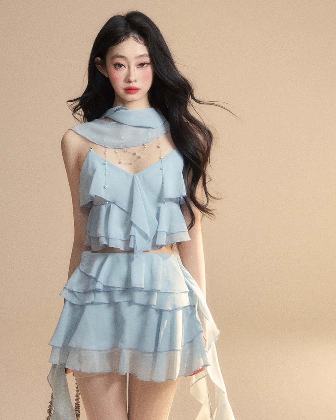 Chiffon Ruffle Tops / Chiffon Skirts LAS0019