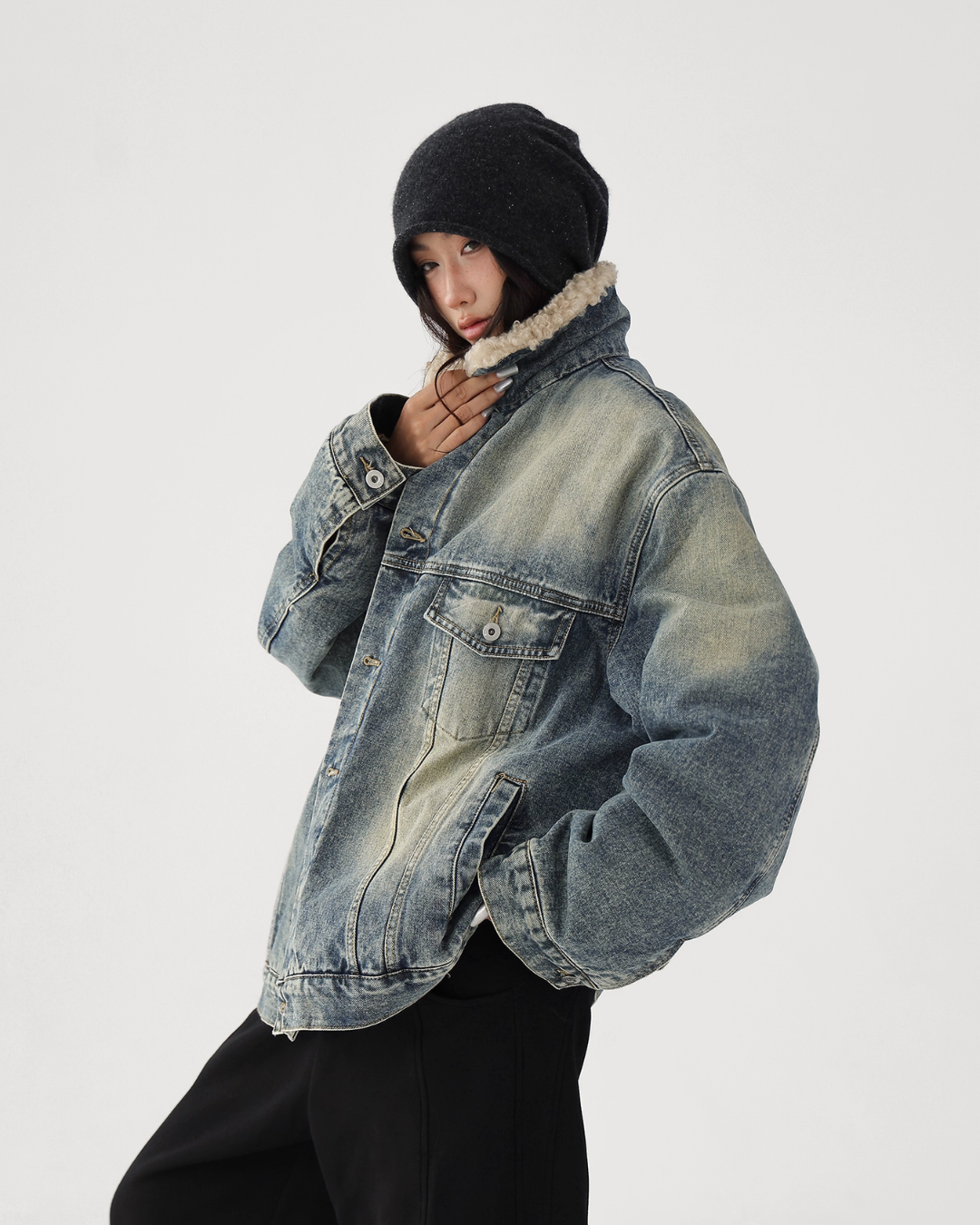 Fur Collar Denim Jacket ACS0314
