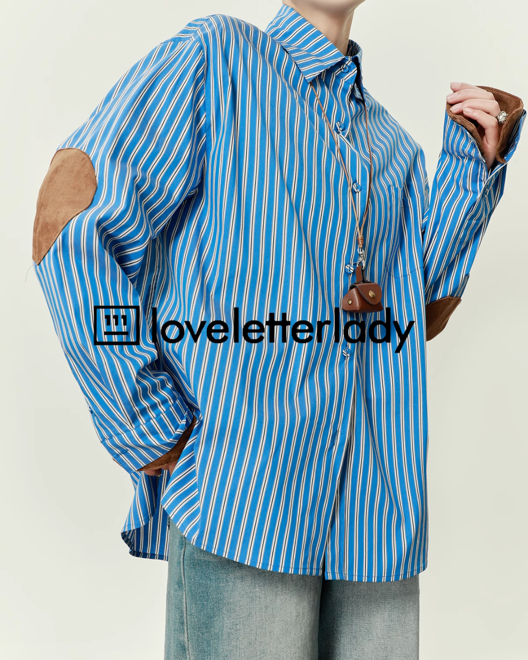 Blue Striped Patchwork Shirt LLA0415