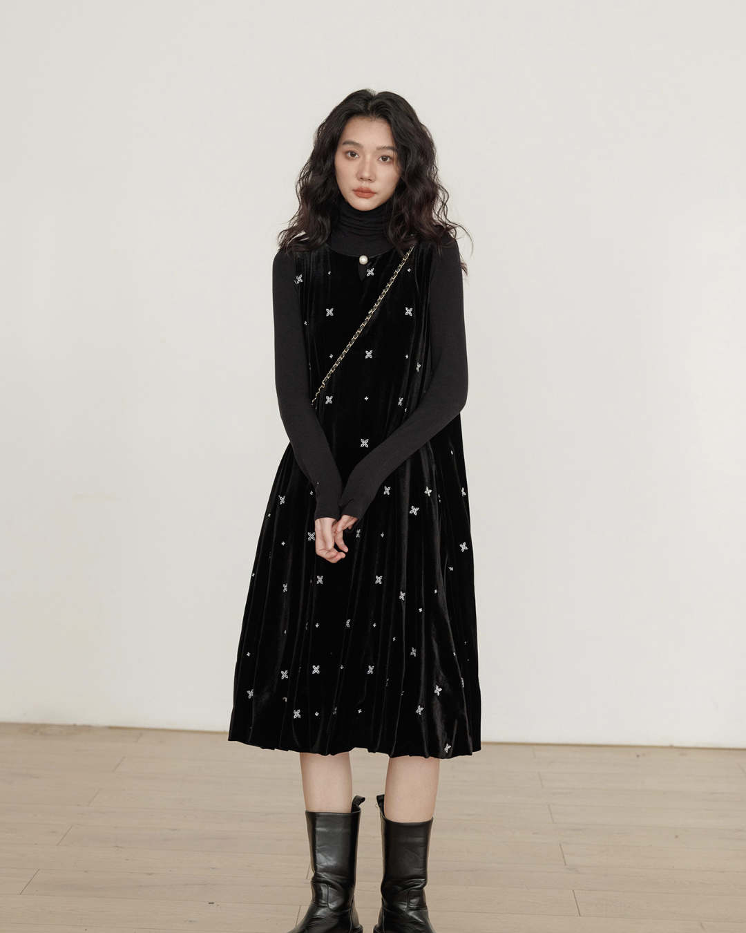 Sleeveless Velour Elegant Dress VAS0142