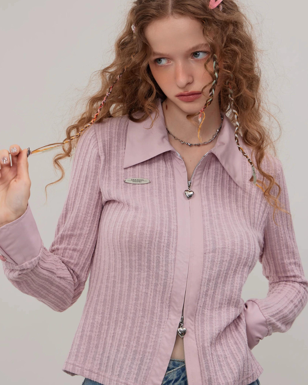 Retro Polo Collar Zipper Knit Shirt ZZF0278