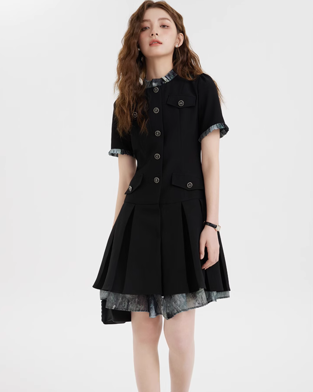 Box Pleat Tweed Dress LSN0008