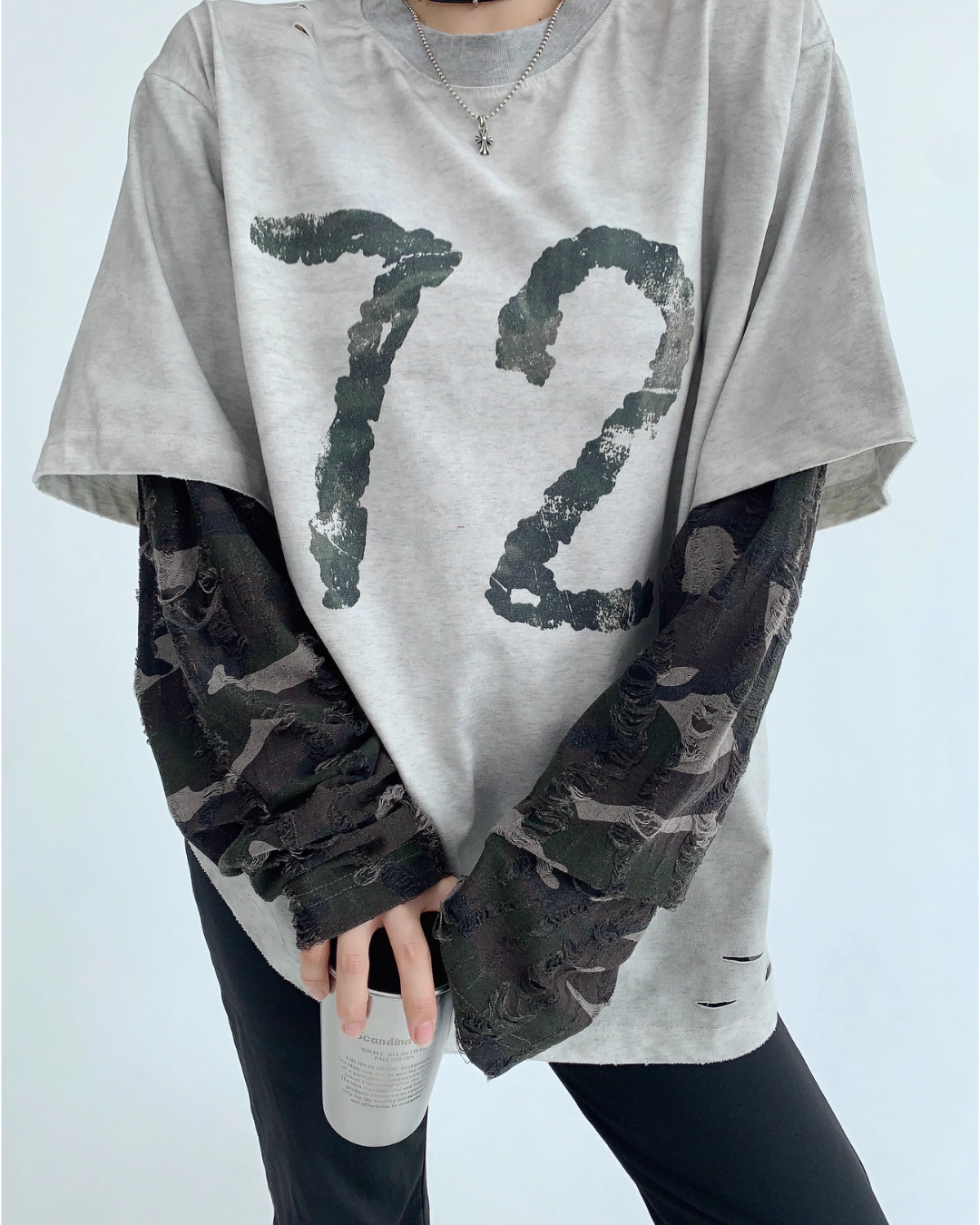 Numbering Fake Two Long Sleeve T-Shirt YLS0476