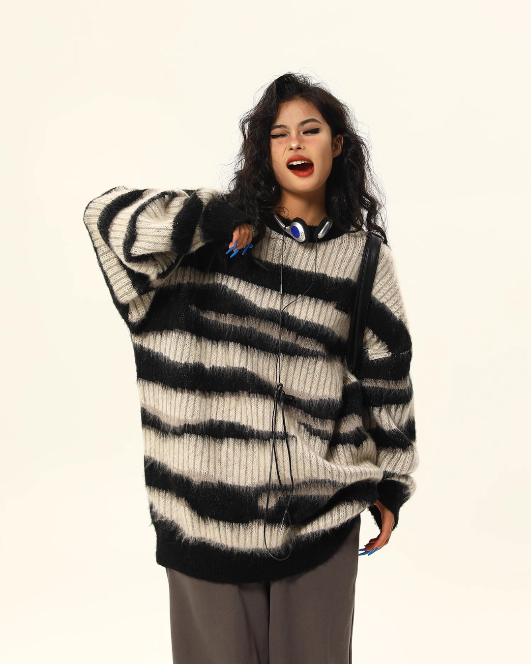 Zebra Loose Knit Tops WDZ0006