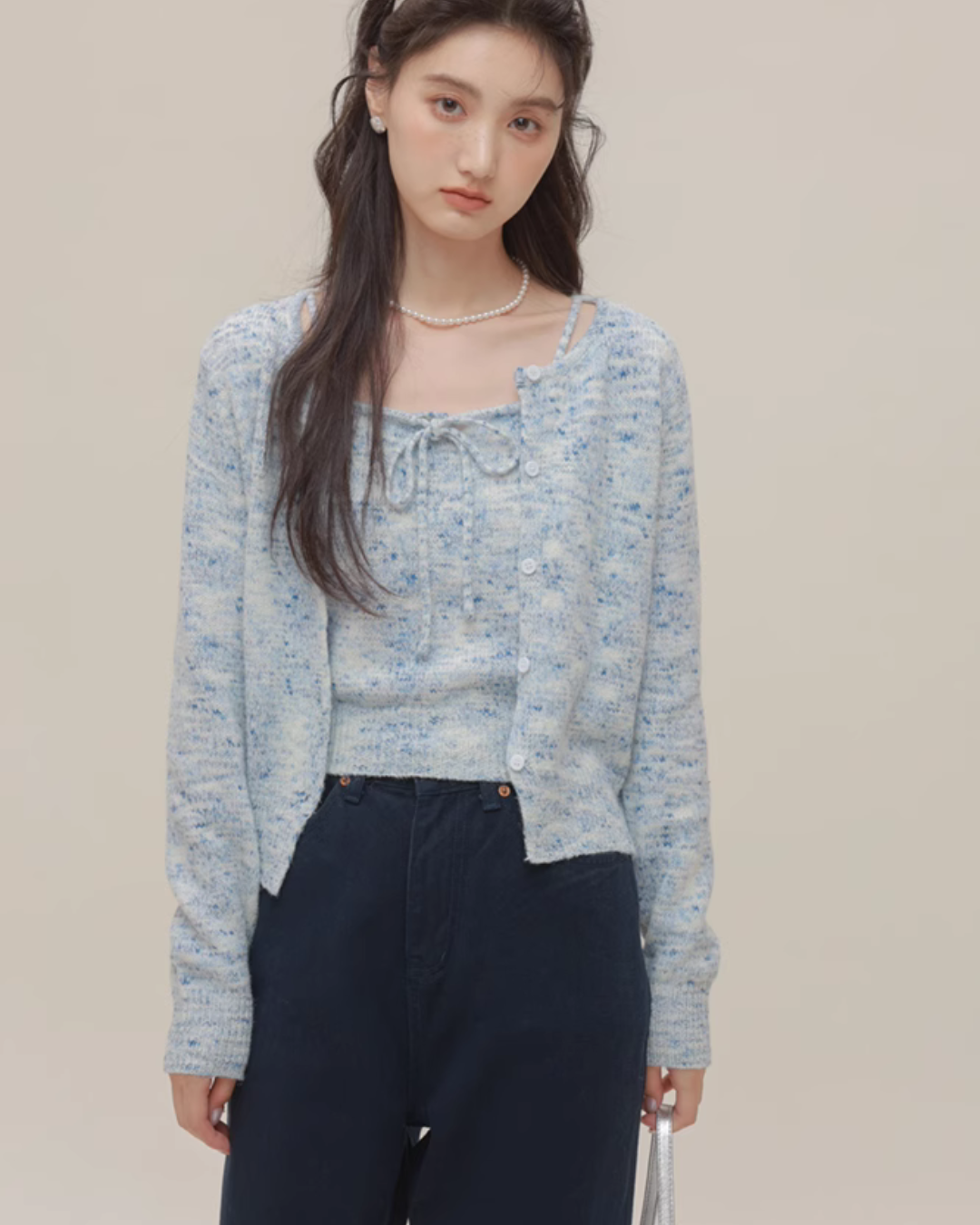 Mix Fancy Knit Cardigan / Knit Camisole CHS0007