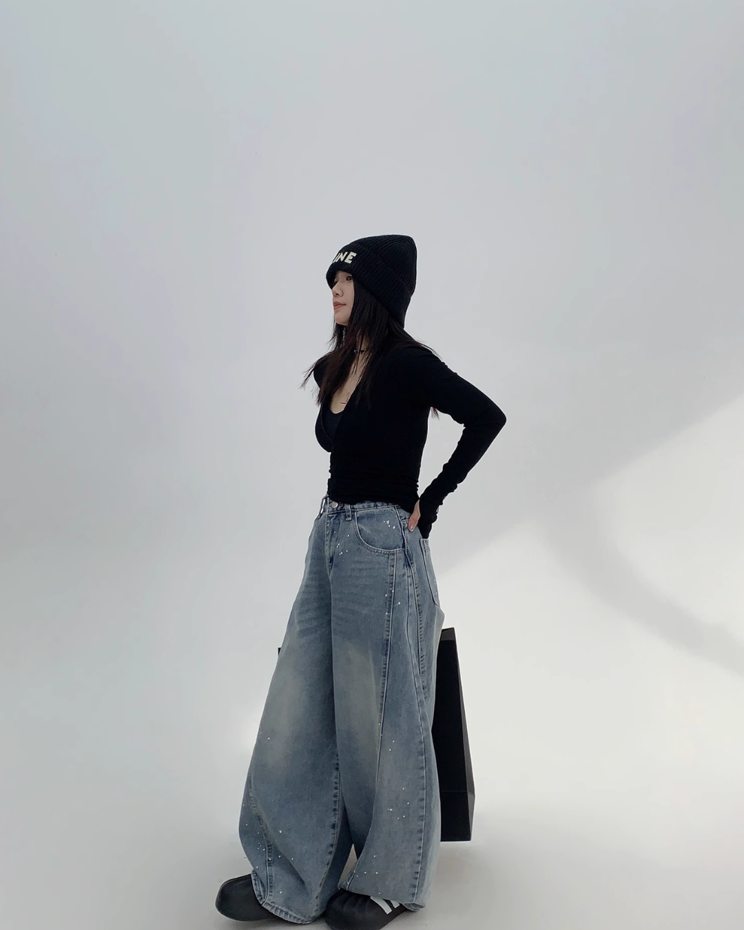Curve Wide Denim Pants YLS0720