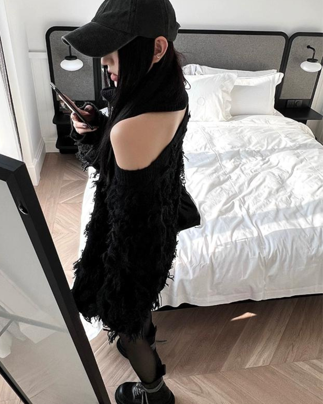Off The Shoulder Fur Knit Tops IMC0006
