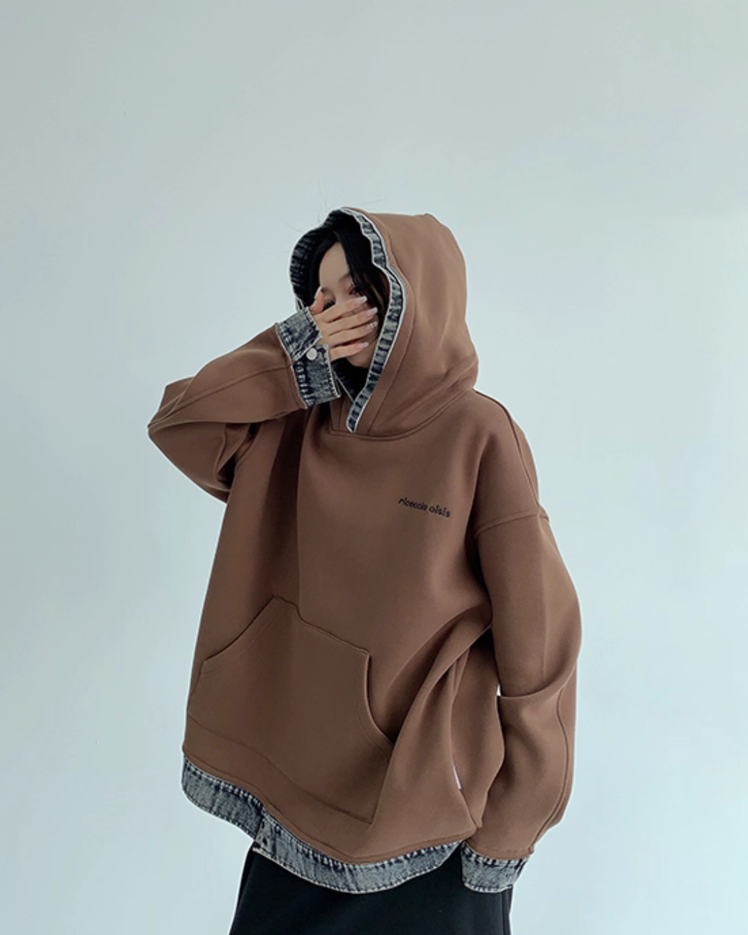Layered-Style Sweatshirt Hoodie YLS0954