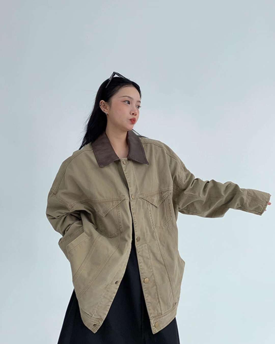 Leather Collar Military Jacket YLS0914