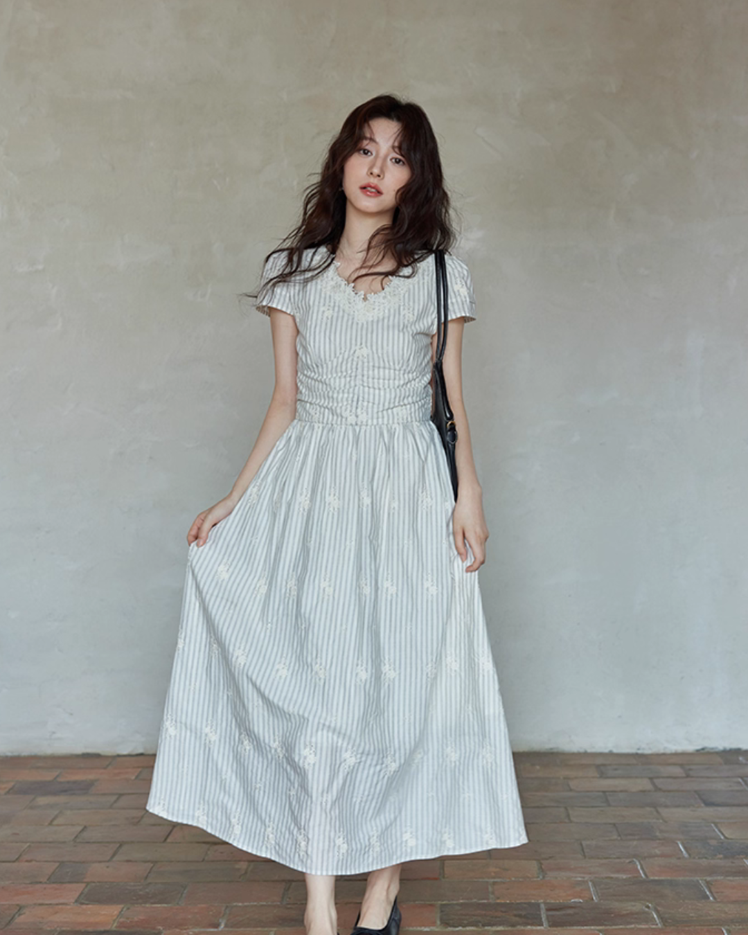 V-Neck Stripe Dress SMS0020