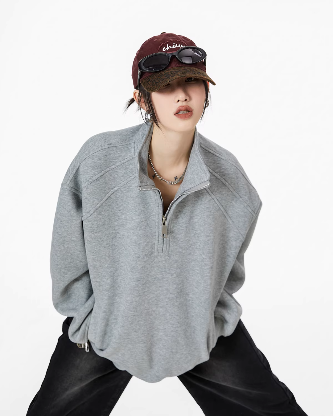 Half Zip Sweat Tops ICM0074