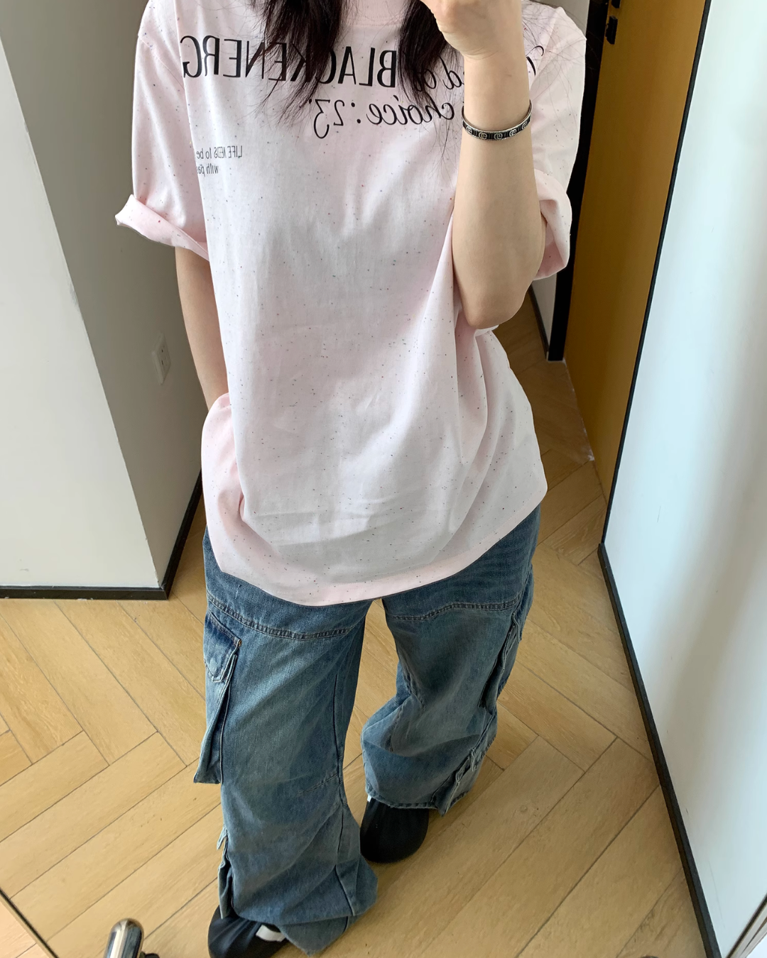 Dot Fabric Print Short Sleeve T-Shirt YLS0838
