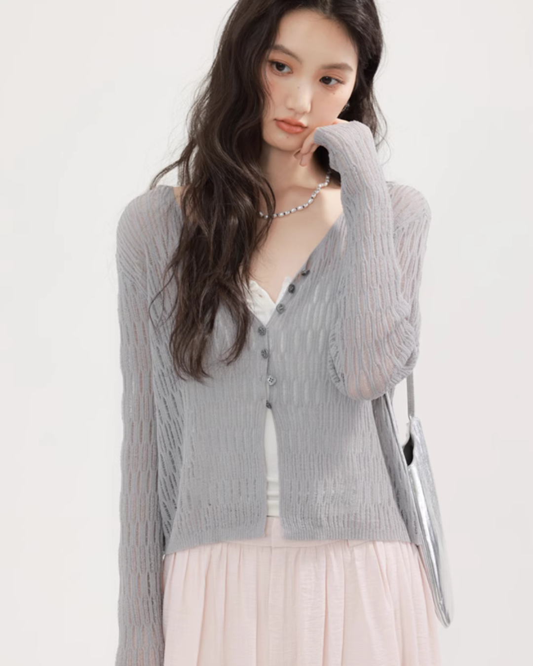 V-neck summer knit cardigan CHS0004