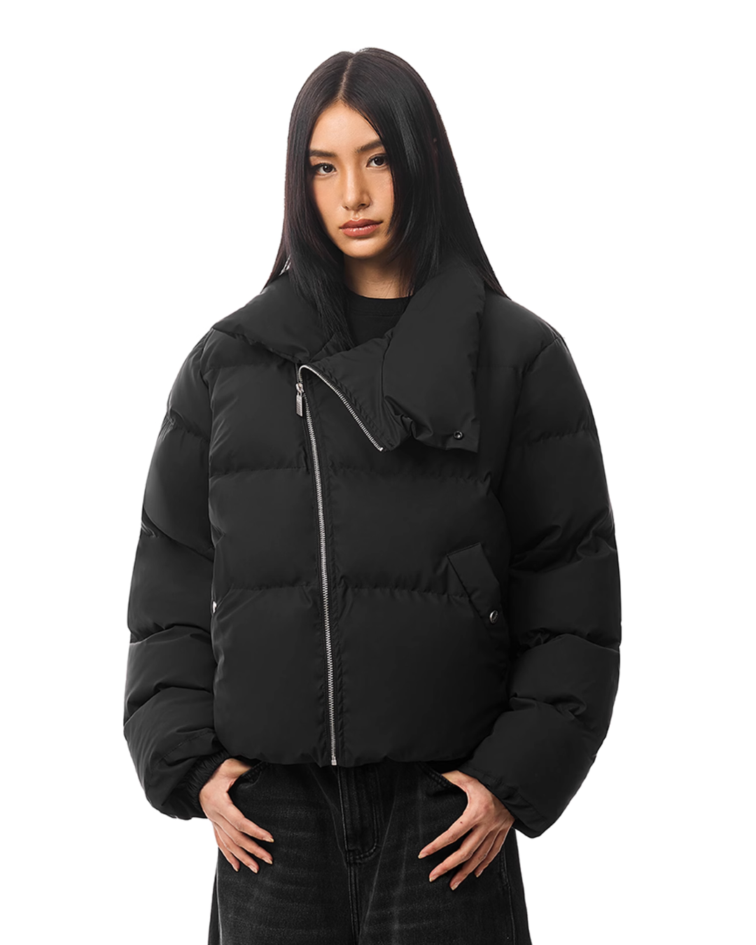 Zipper Stand Collar Short Down Jacket FDR0011