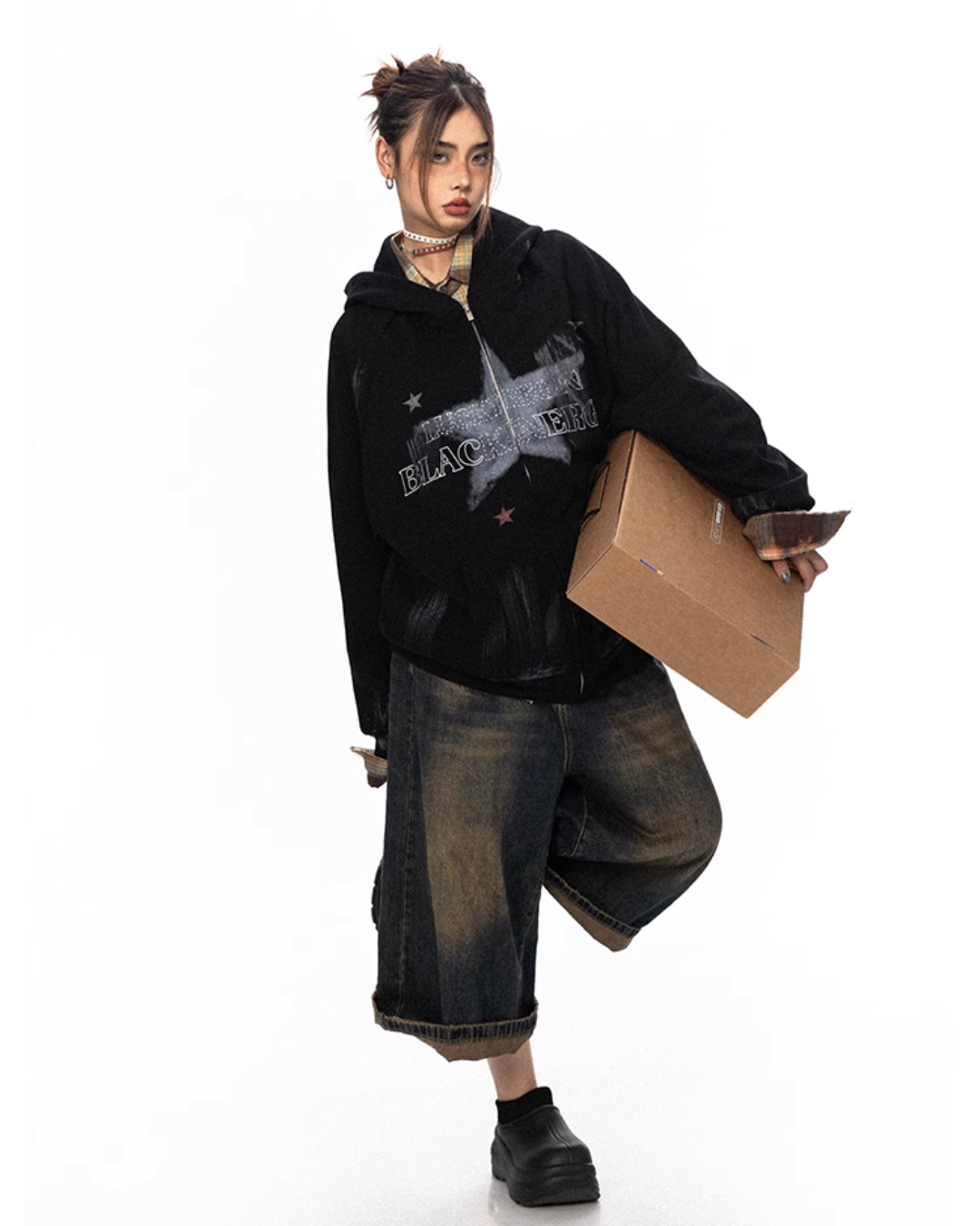 Painted Star Zip Hoodie BLB0009