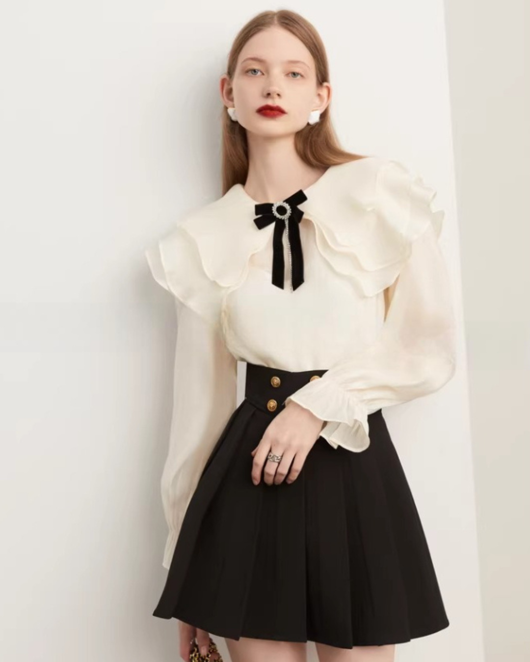 High-Waist Gold Button Skirt DPY0071