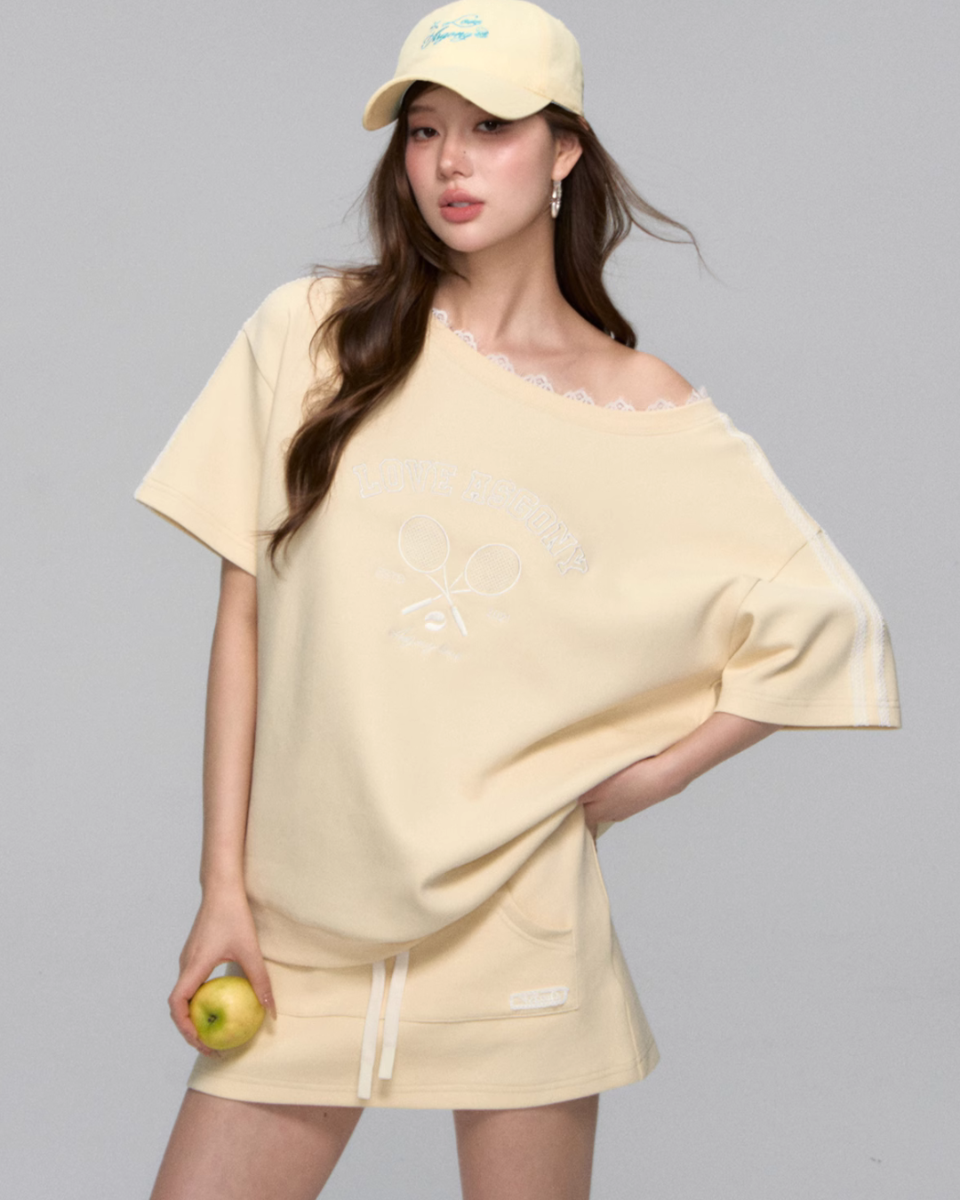 One Shoulder Sweat Top / Sweat Mini Skirt ASG0044