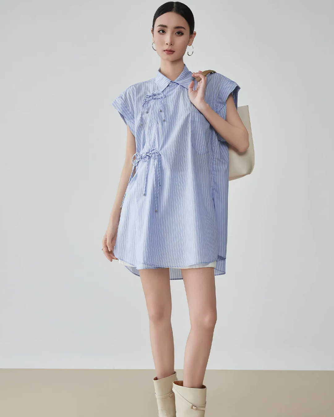 Blue Striped Sleeveless Shirt FER0177