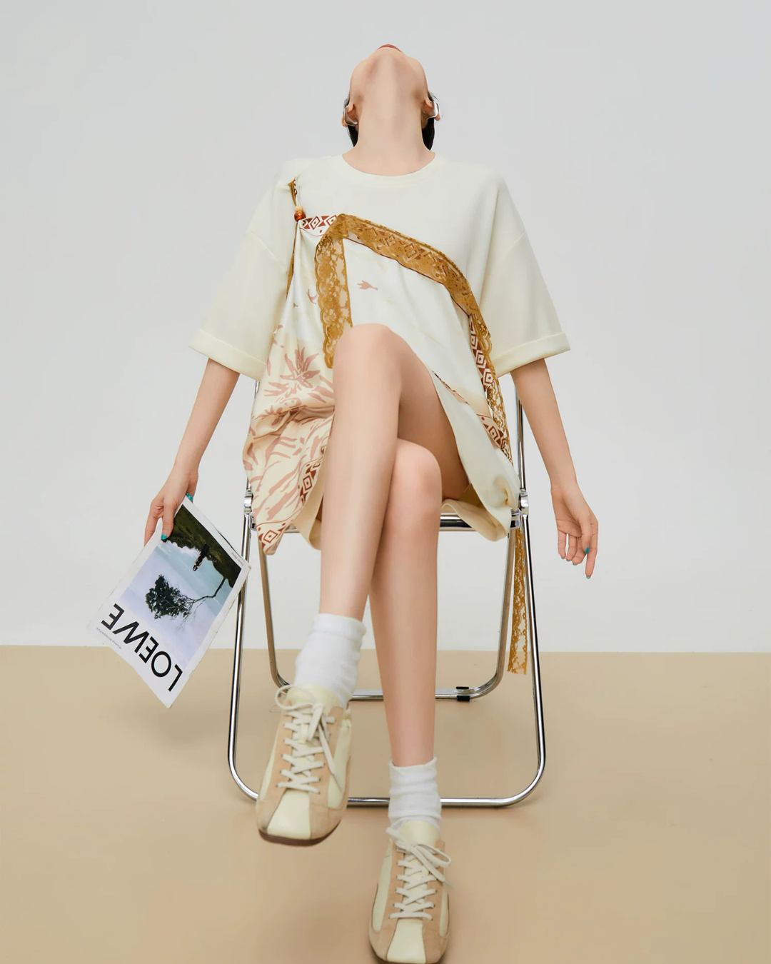 Horse-Handle Scarf Layered Dress FER0295