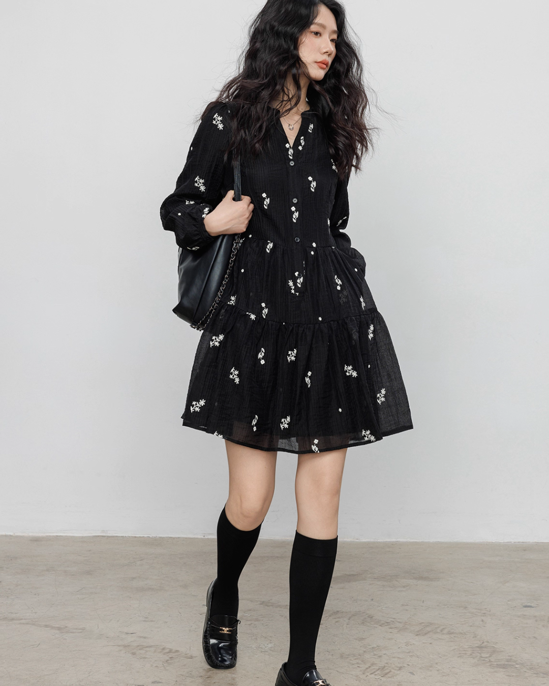 Flower Patterned Flare Dress VAS0146