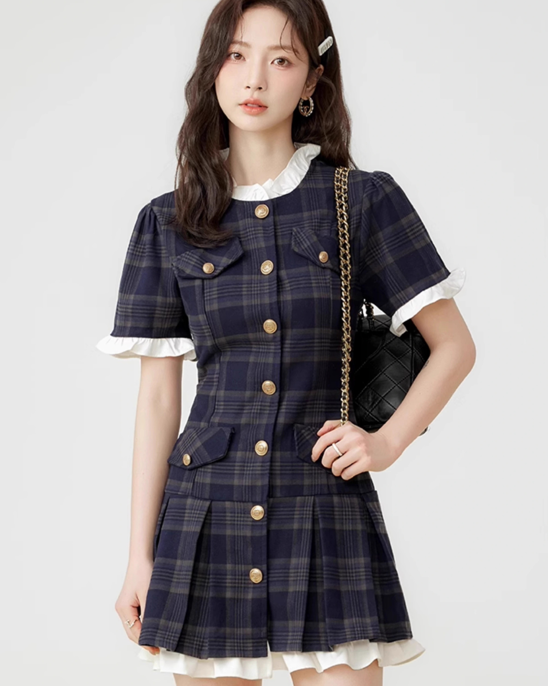 Paid Frill Mini Dress LSN0004