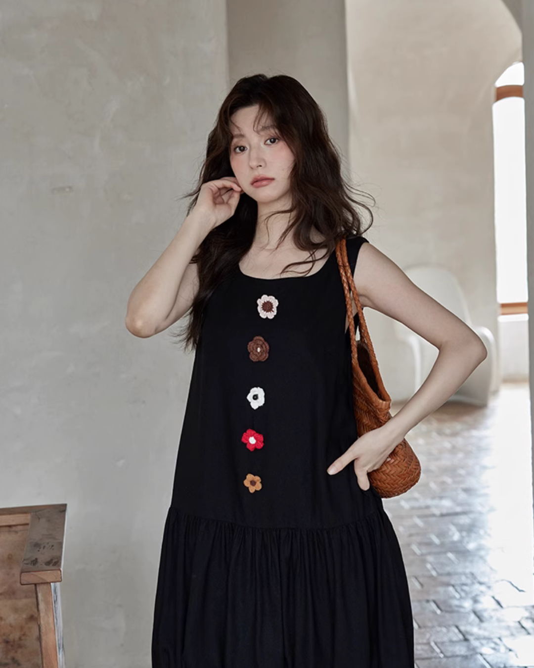 Flower Motif Balloon Dress SMS0011