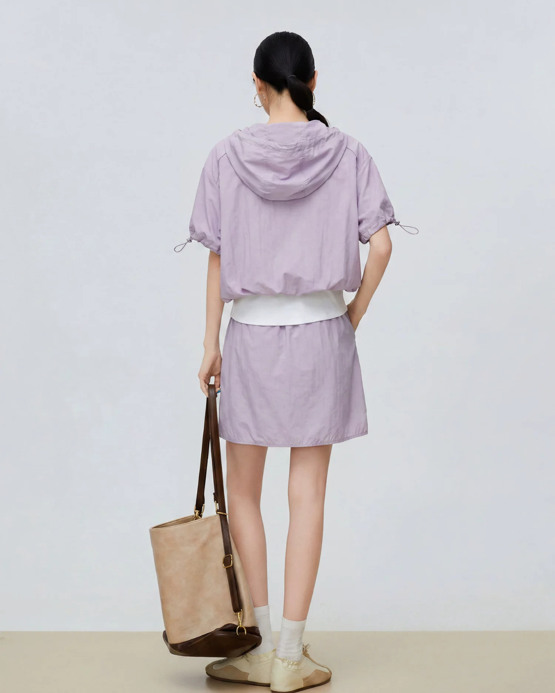 Nylon Hooded Tops / Mini Skirt FER0330