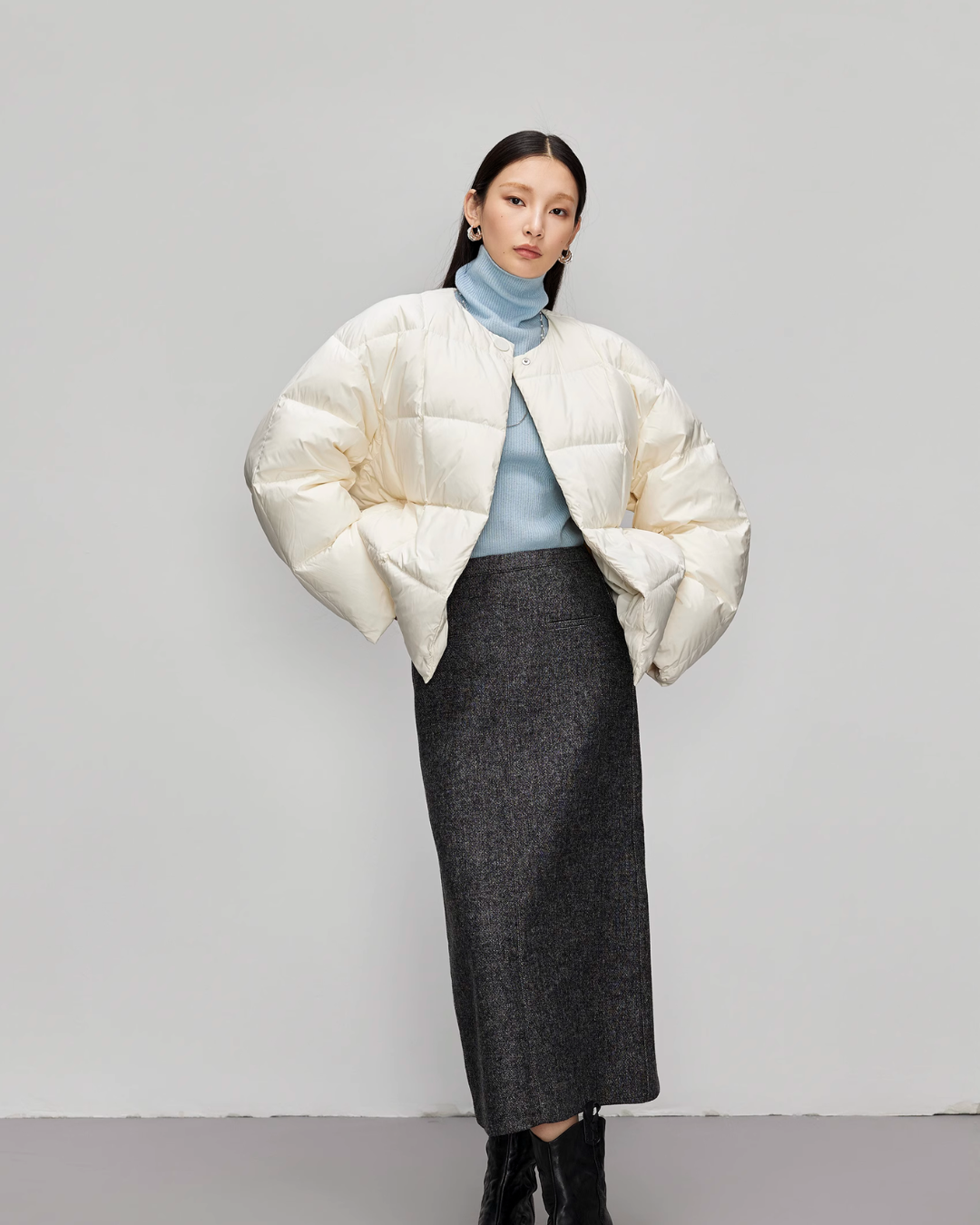 No Collar Down With Muffler Jacket JLC0007