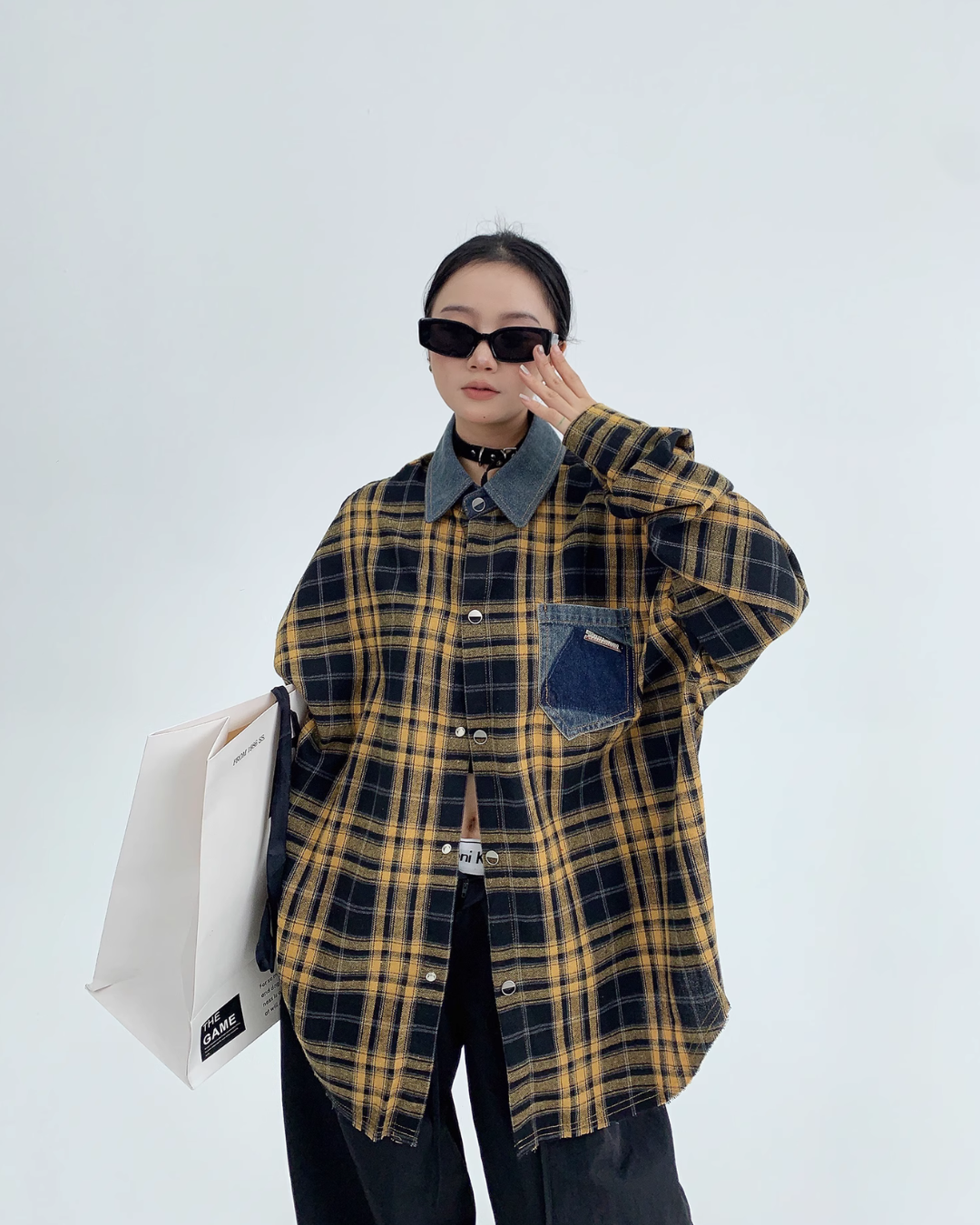 Retro Oversize Plaid Long Sleeved Shirt YLS0436
