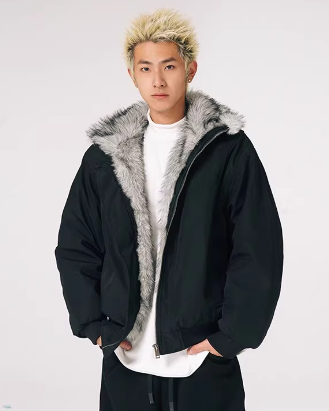 Stand Collar Inner Fur Jacket BWA0011