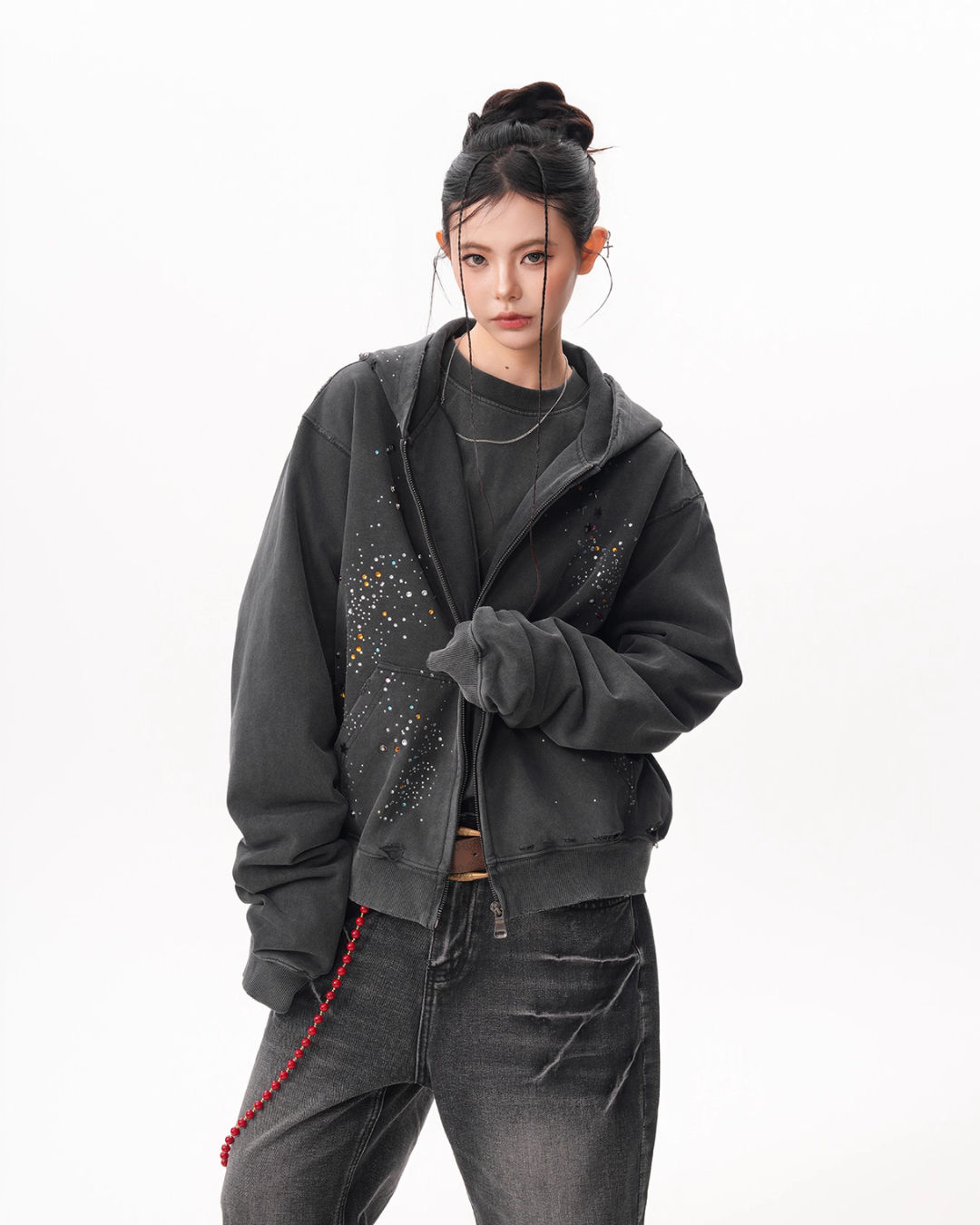 Vintage Sequin Zip Hoodie BWA0001