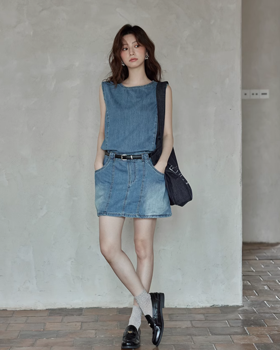 Sleeveless Denim Mini Dress SMS0016