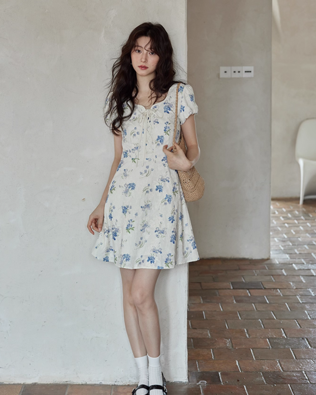Puff Sleeve Floral Mini Dress SMS0021