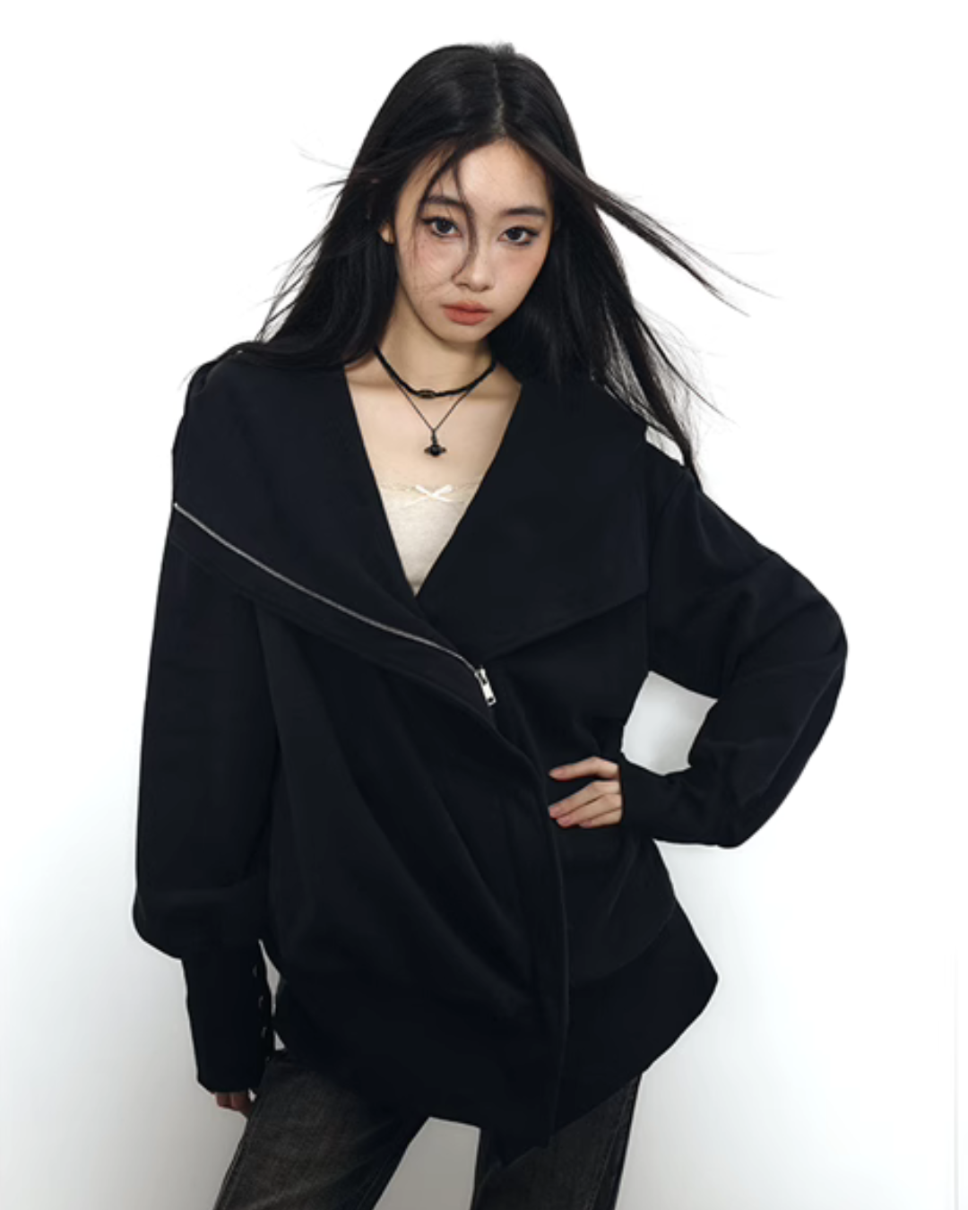 Diagonal Zip Hoodie PUC0003