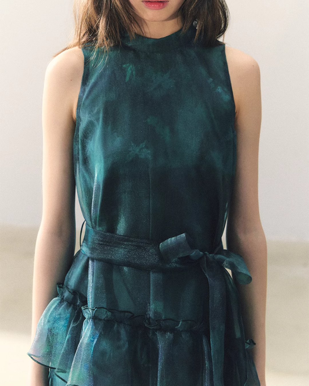 Dark Green Chiffon Dress CAS0005