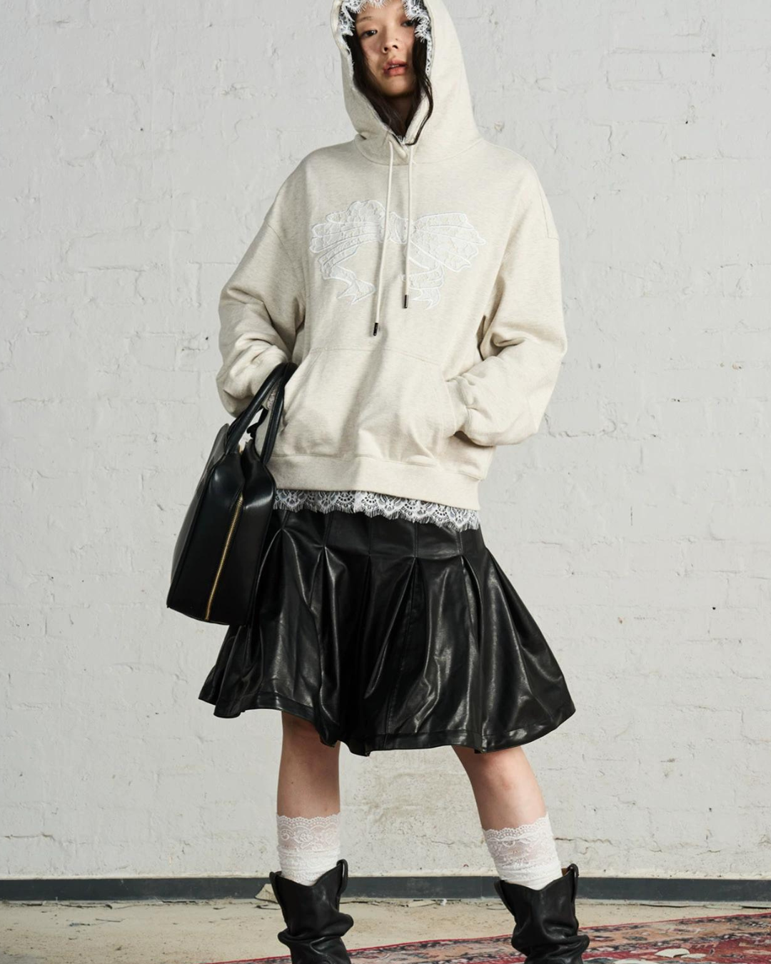 Ribbon Lace Loose Hoodie TKC0011