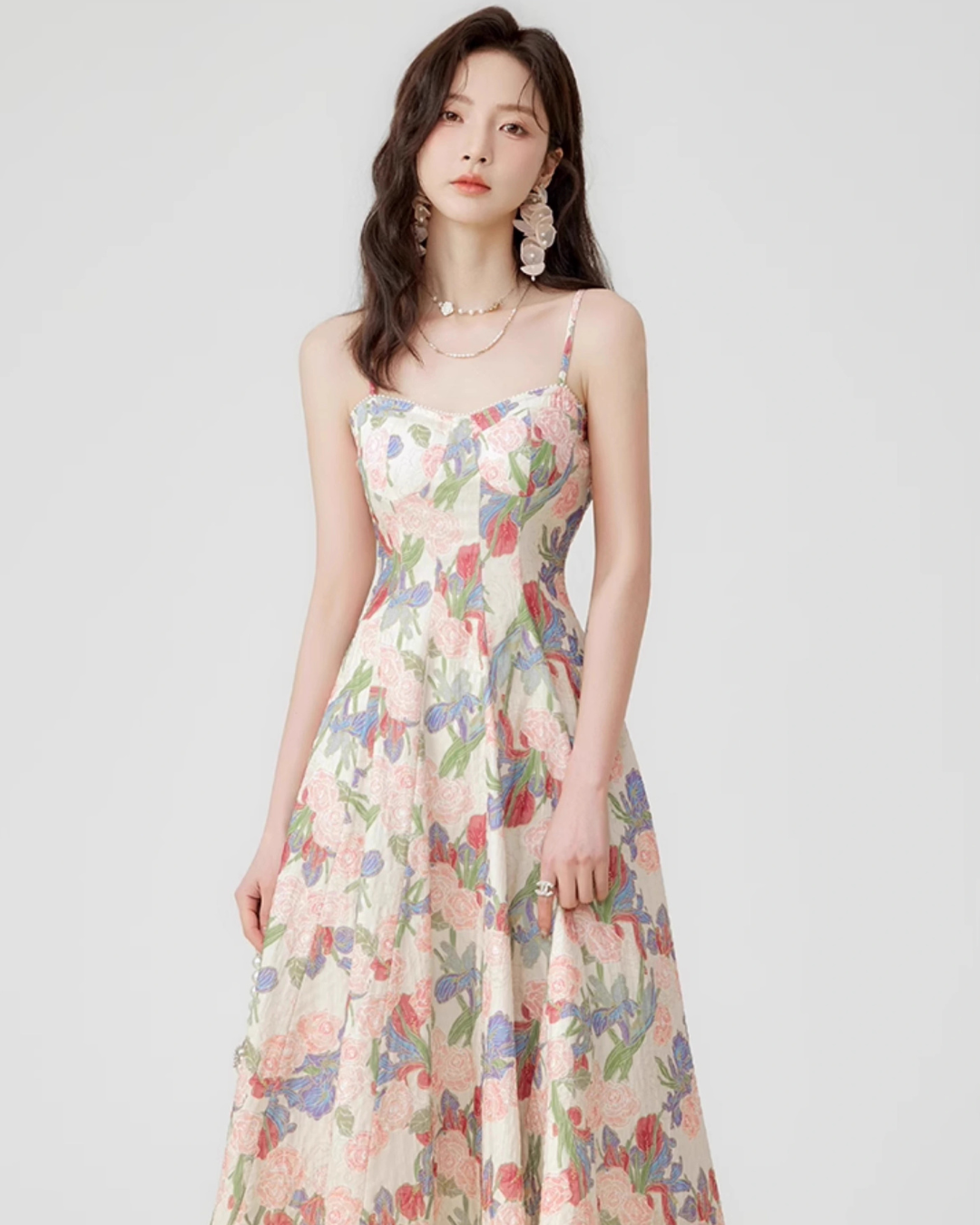 flare cami dress Fit and Flare Seamed Cami Dress in Ivory