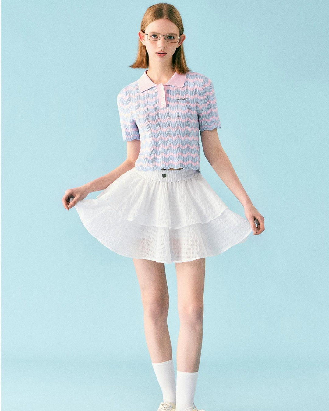 Wave Stripe Short Sleeve Knit WBL0019
