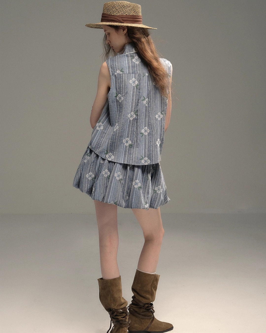 Flower Shirt Vest / Balloon Mini Pants USY0008