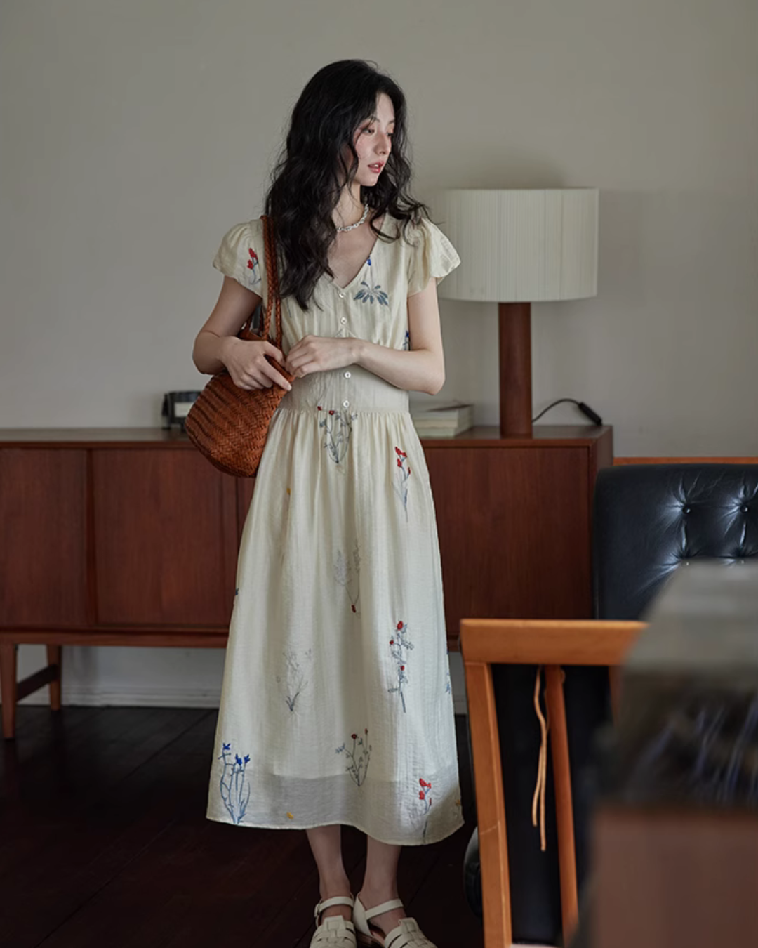 V-Neck Floral Flare Dress SMS0005