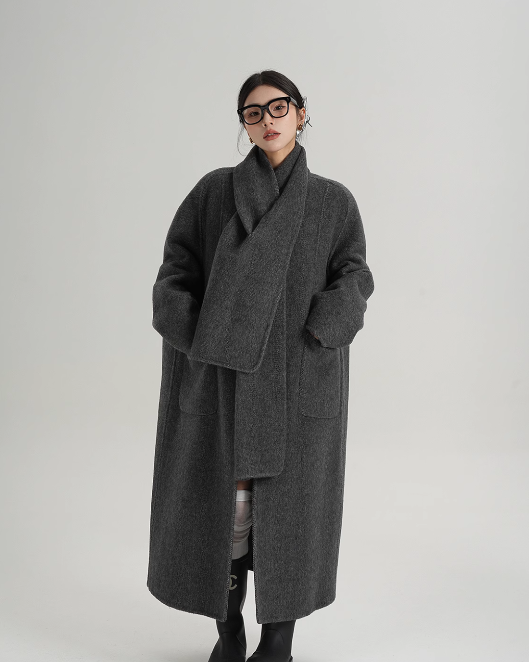 Collarless Long Coat SRS0314