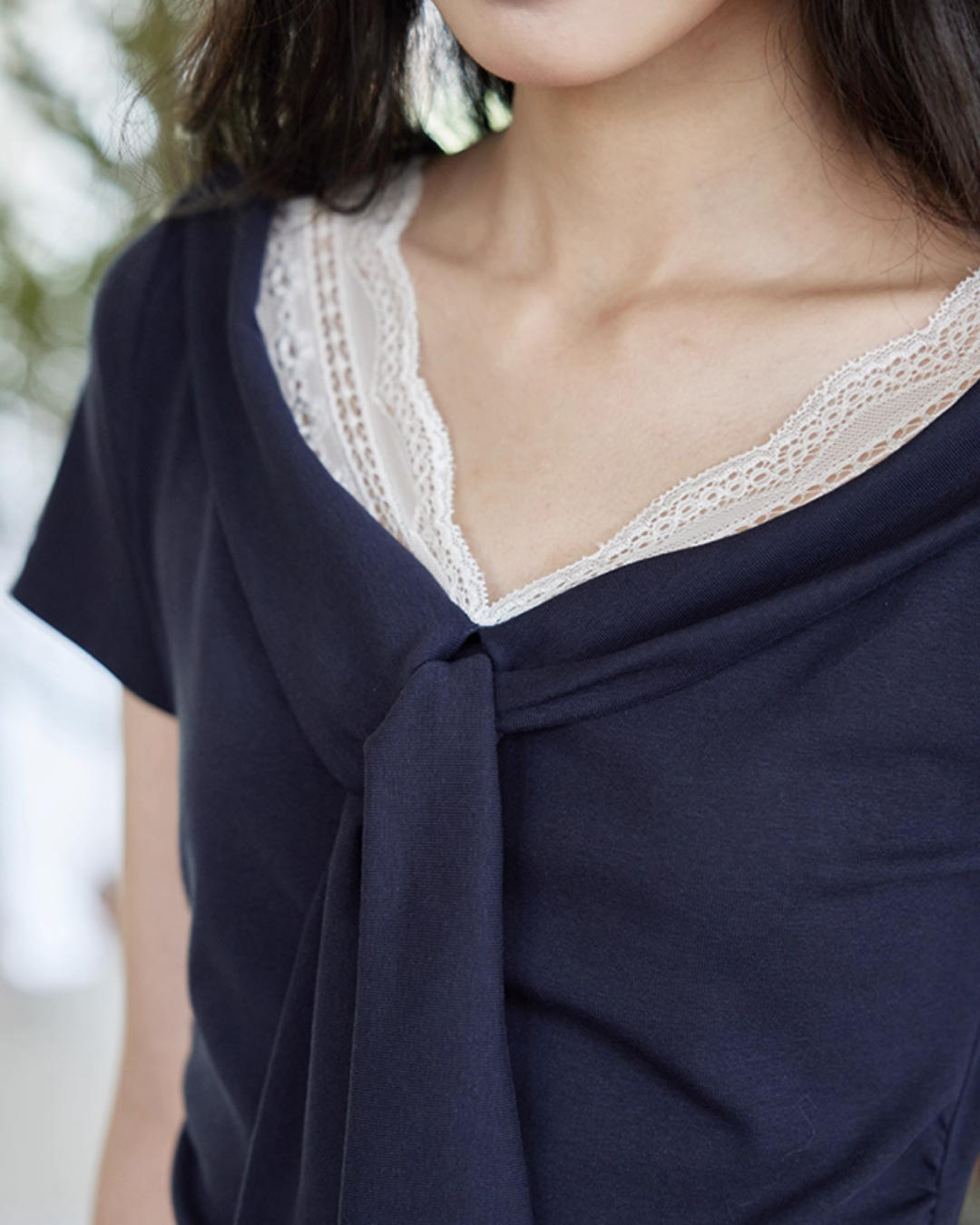 V-neck Navy Blue Dress SMS0025