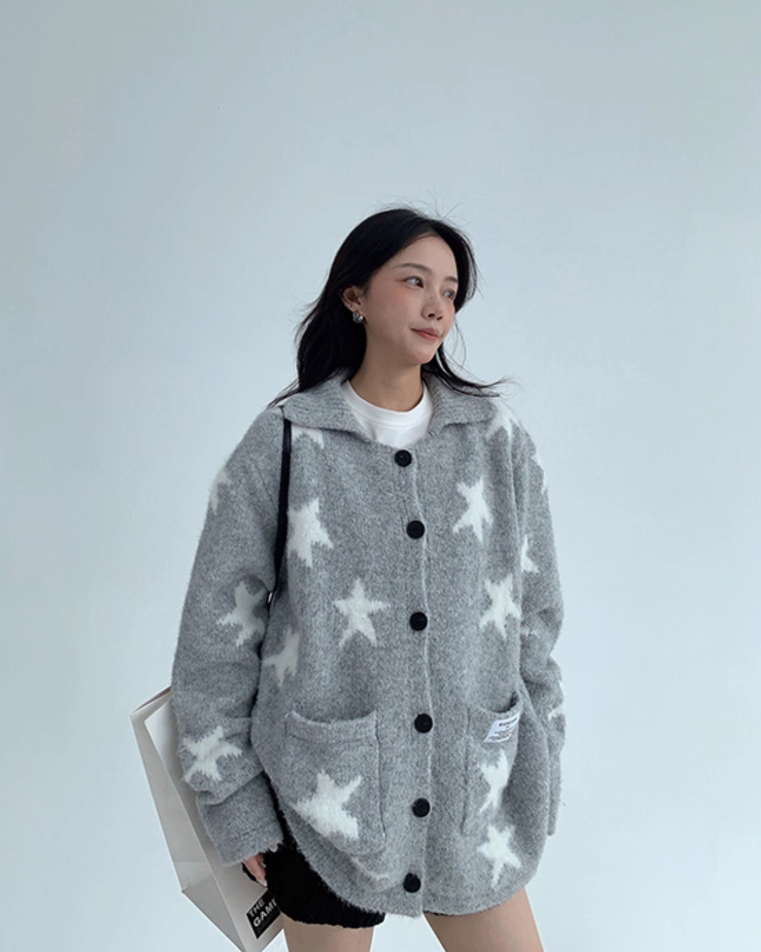 Star-Patterned Knit Cardigan YLS0952