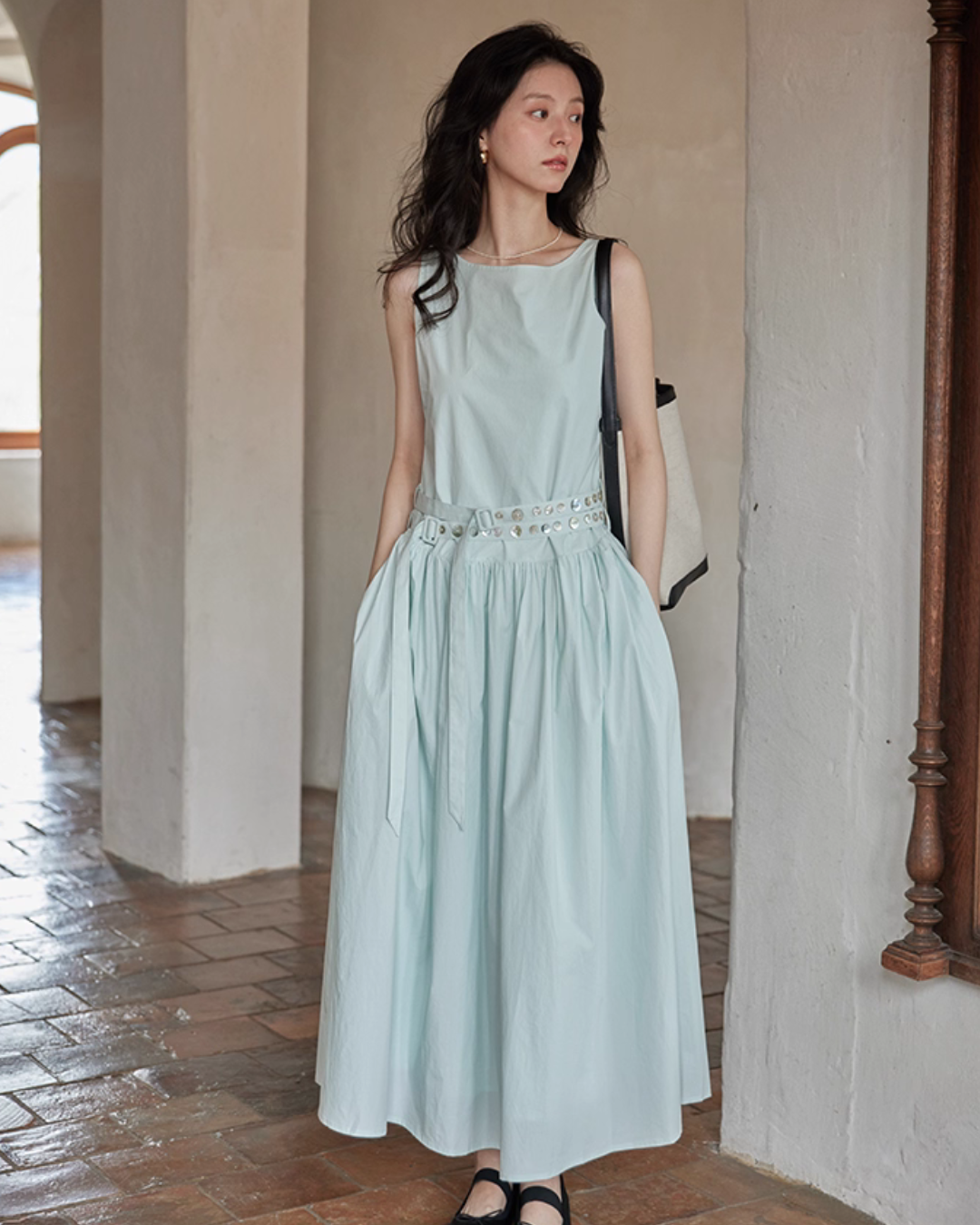 Two Stripe Belt Pastel Dress SMS0014