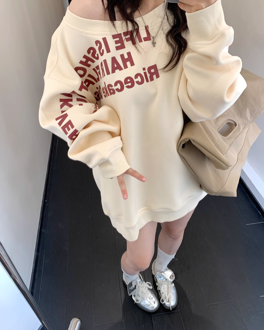 Off Shoulder Scoop Neck Sweatshirt YLS0431