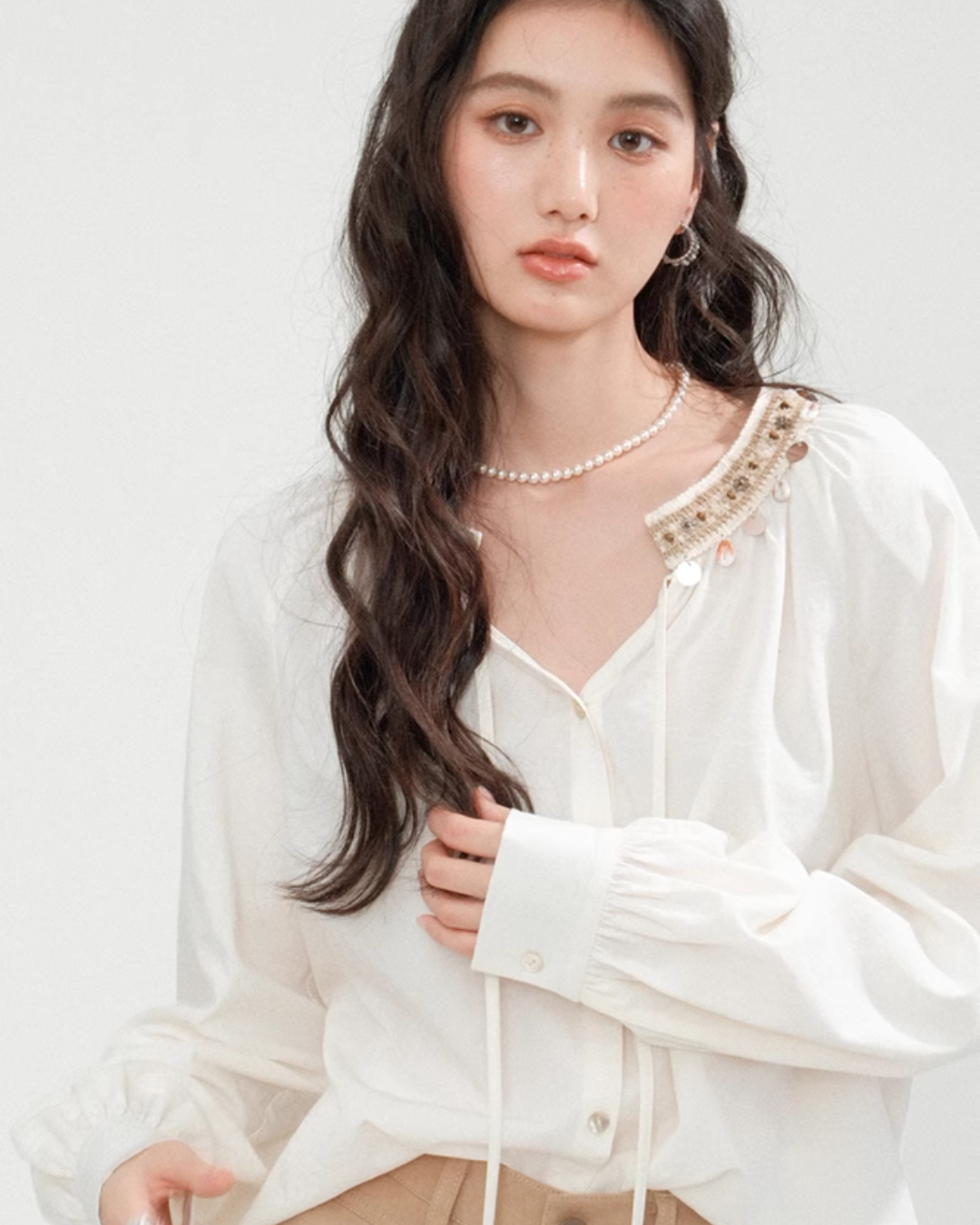 No Collar Balloon Sleeve Top / Vest / Pants CHS0002