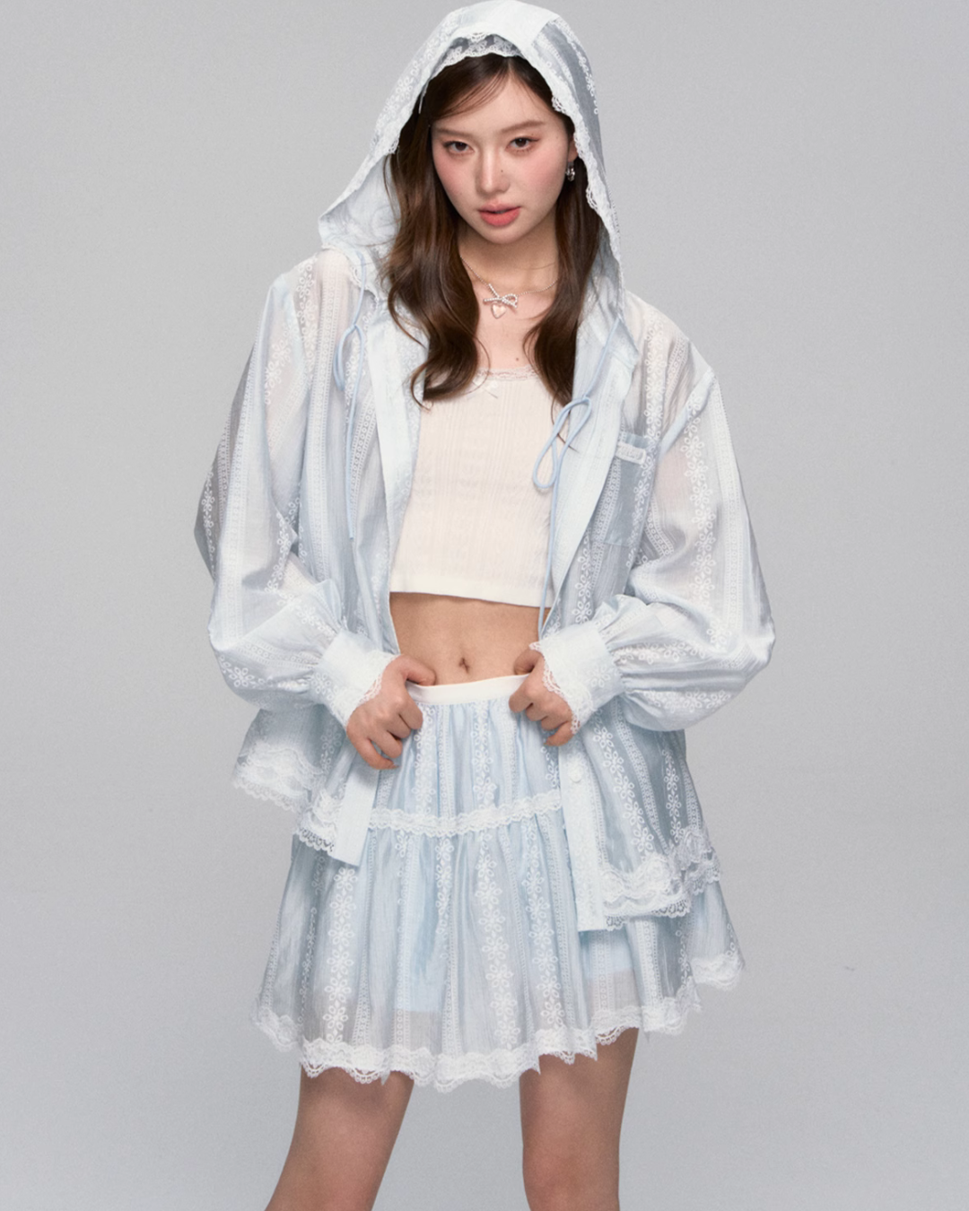 Sheer Windbreaker Jumper / Flare Skirt ASG0045