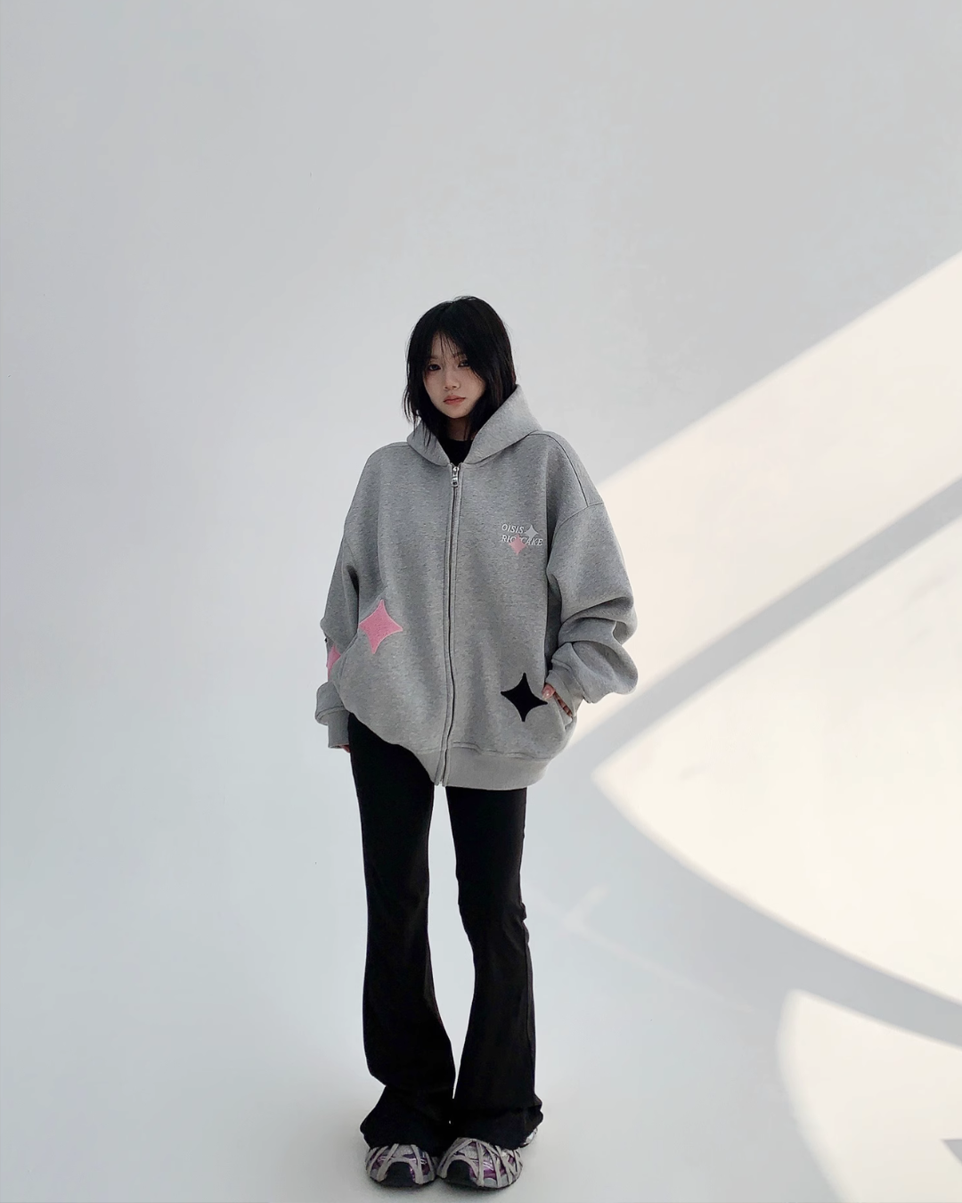Diamond Patch Zip Hoodie YLS0609