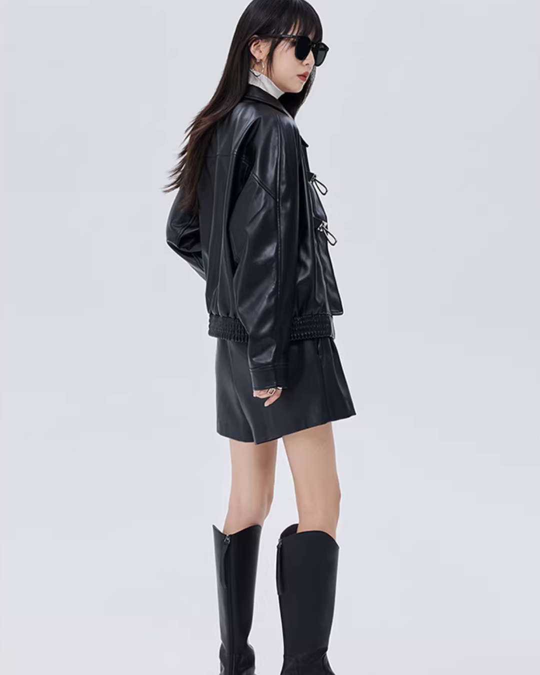 Silver Buckle Leather Jacket SHN0024